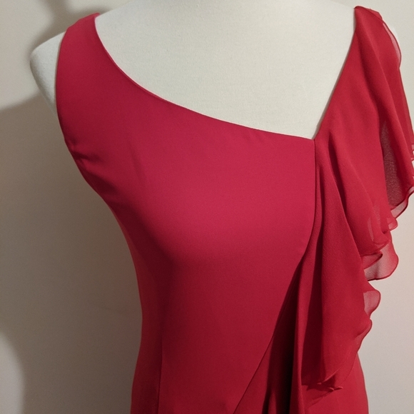 Armani Collezioni Silk Red Ruched Sleeveless Dress Sz 4 - Picture 3 of 9